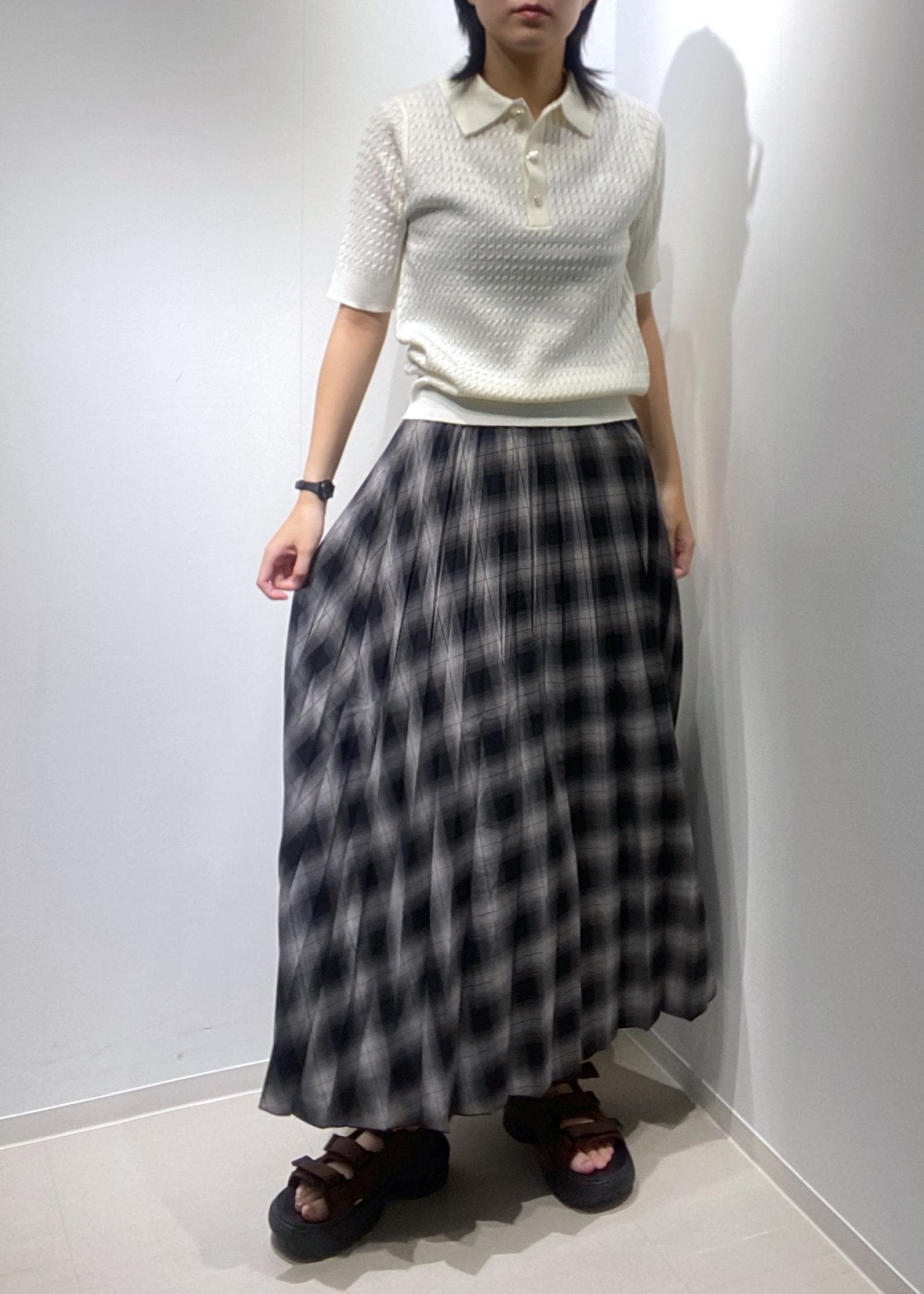 ROPE' PICNICのミニケーブルハーフスリーブニットポロシャツを使ったコーディネートを紹介します。｜Rakuten Fashion(楽天ファッション／旧楽天ブランドアベニュー)6353357