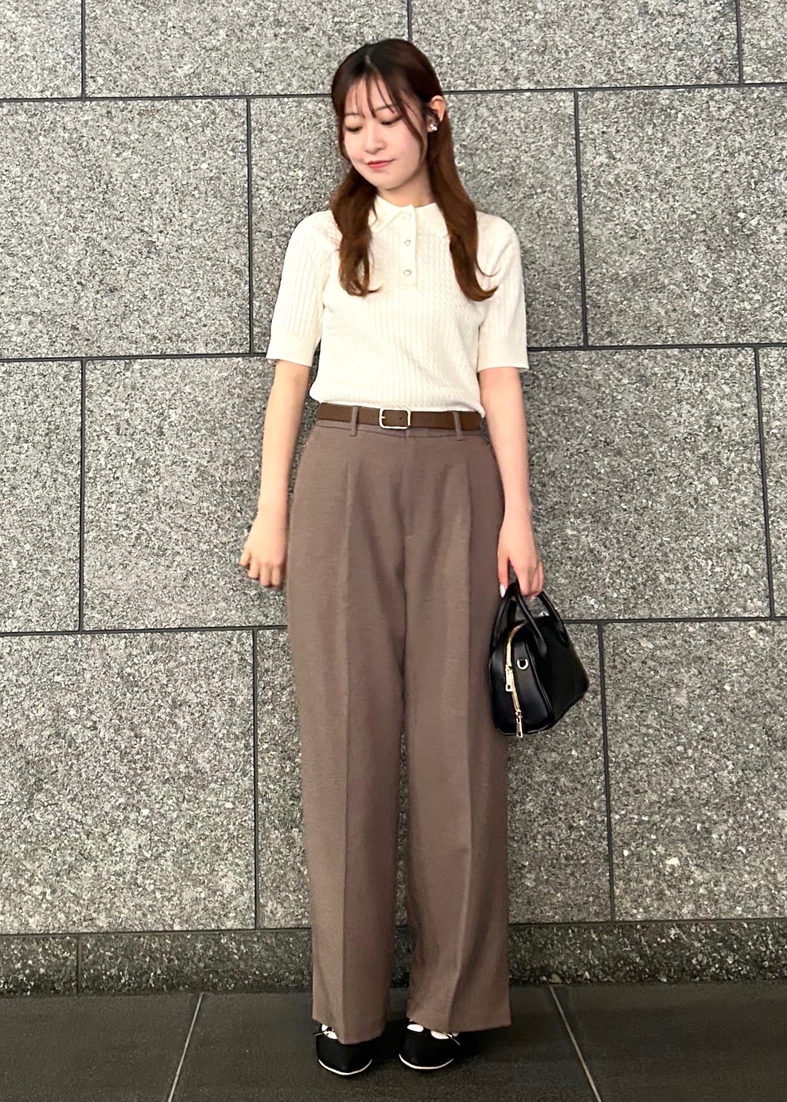 ROPE' PICNICのミニケーブルハーフスリーブニットポロシャツを使ったコーディネートを紹介します。｜Rakuten Fashion(楽天ファッション／旧楽天ブランドアベニュー)6353368