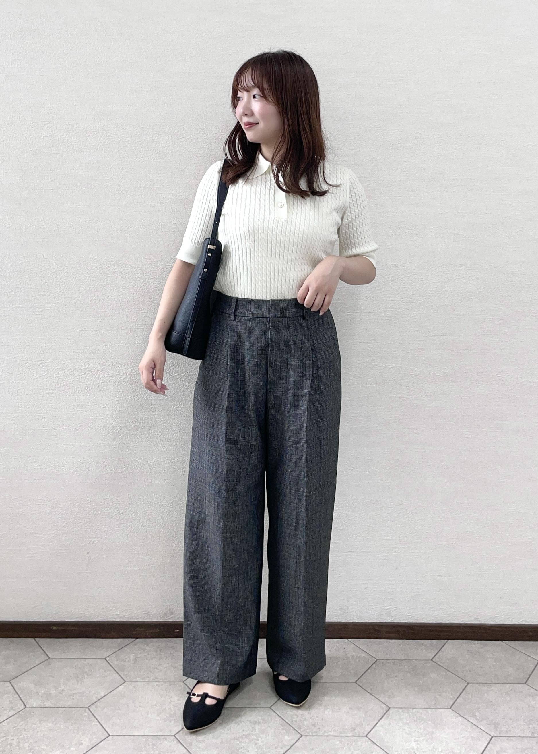 ROPE' PICNICの【低身長・小柄さんサイズ】レディハンサムシリーズ ウールライクウエストタックセミワイドパンツを使ったコーディネートを紹介します。｜Rakuten Fashion(楽天ファッション／旧楽天ブランドアベニュー)6353375