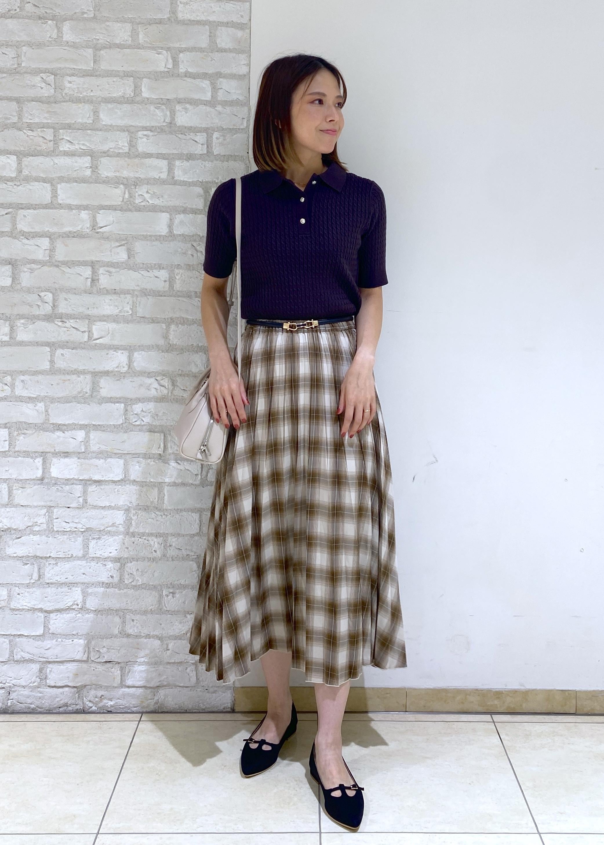 ROPE' PICNICのミニケーブルハーフスリーブニットポロシャツを使ったコーディネートを紹介します。｜Rakuten Fashion(楽天ファッション／旧楽天ブランドアベニュー)6353479