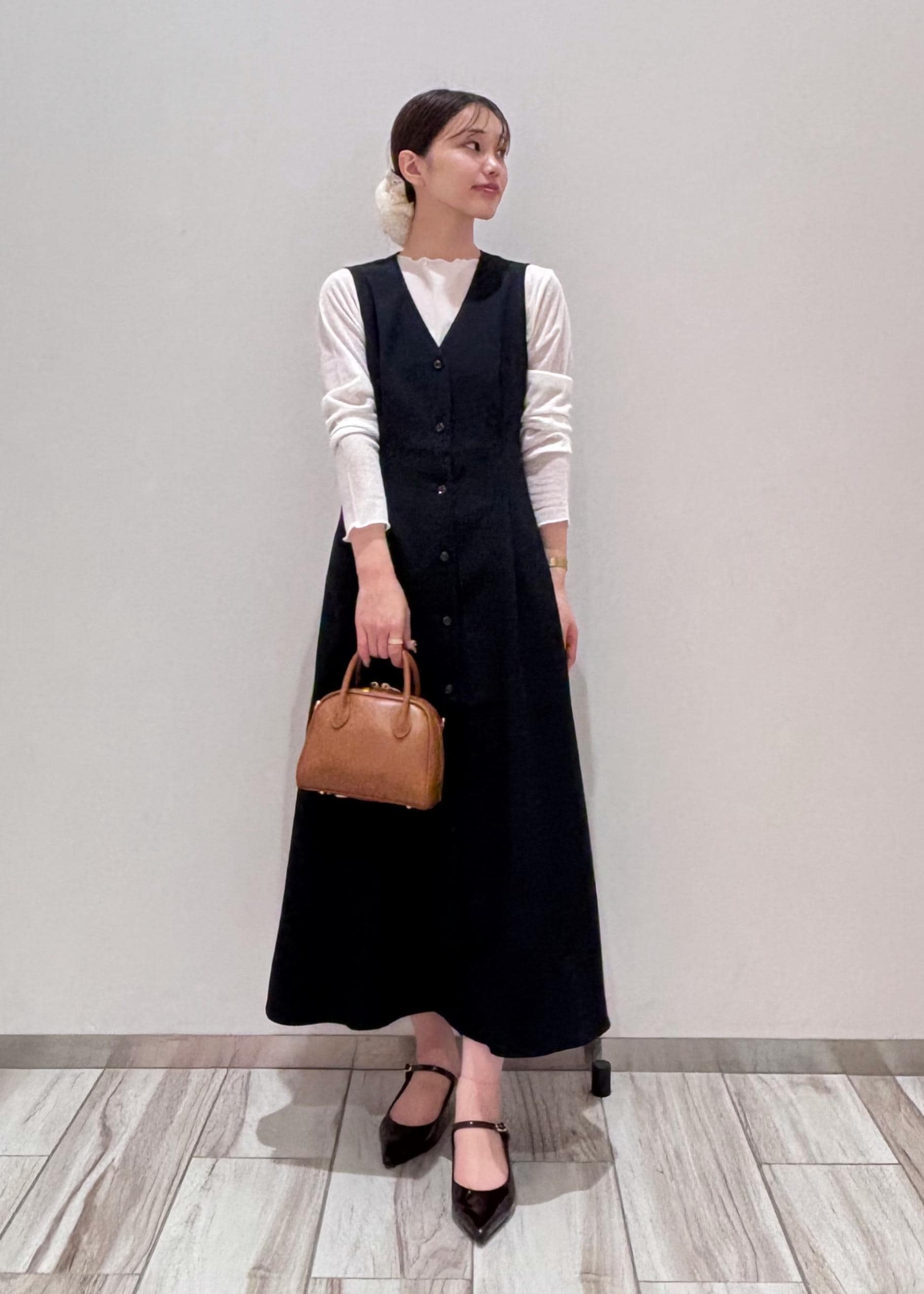 ROPE' PICNICの【低身長・小柄さんサイズ】ウールライクウエストタックジャンパースカート/セットアップ対応を使ったコーディネートを紹介します。｜Rakuten Fashion(楽天ファッション／旧楽天ブランドアベニュー)6353480