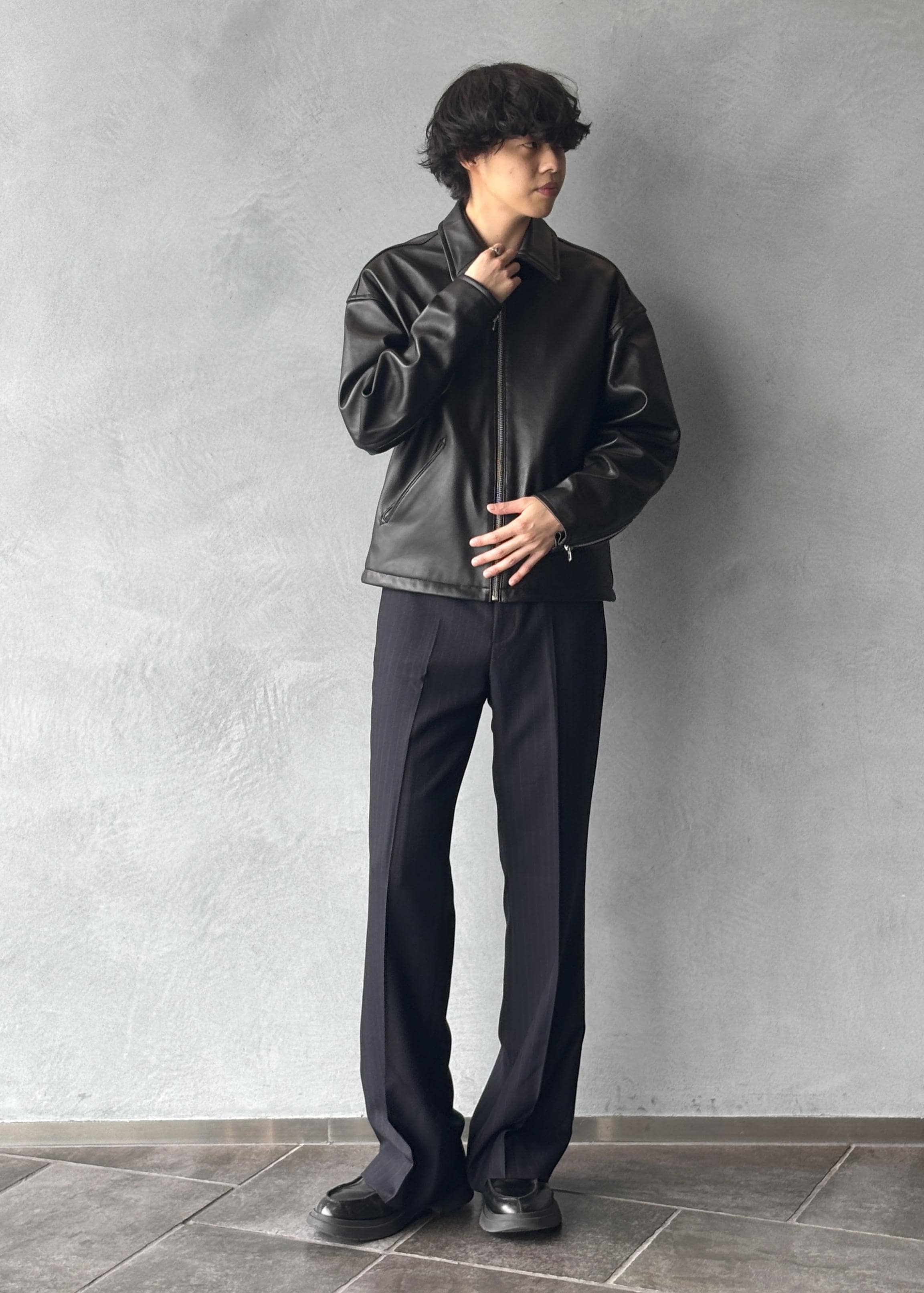 ADAM ET ROPE' | ラムレザー ジップアップ ブルゾン | Rakuten Fashion
