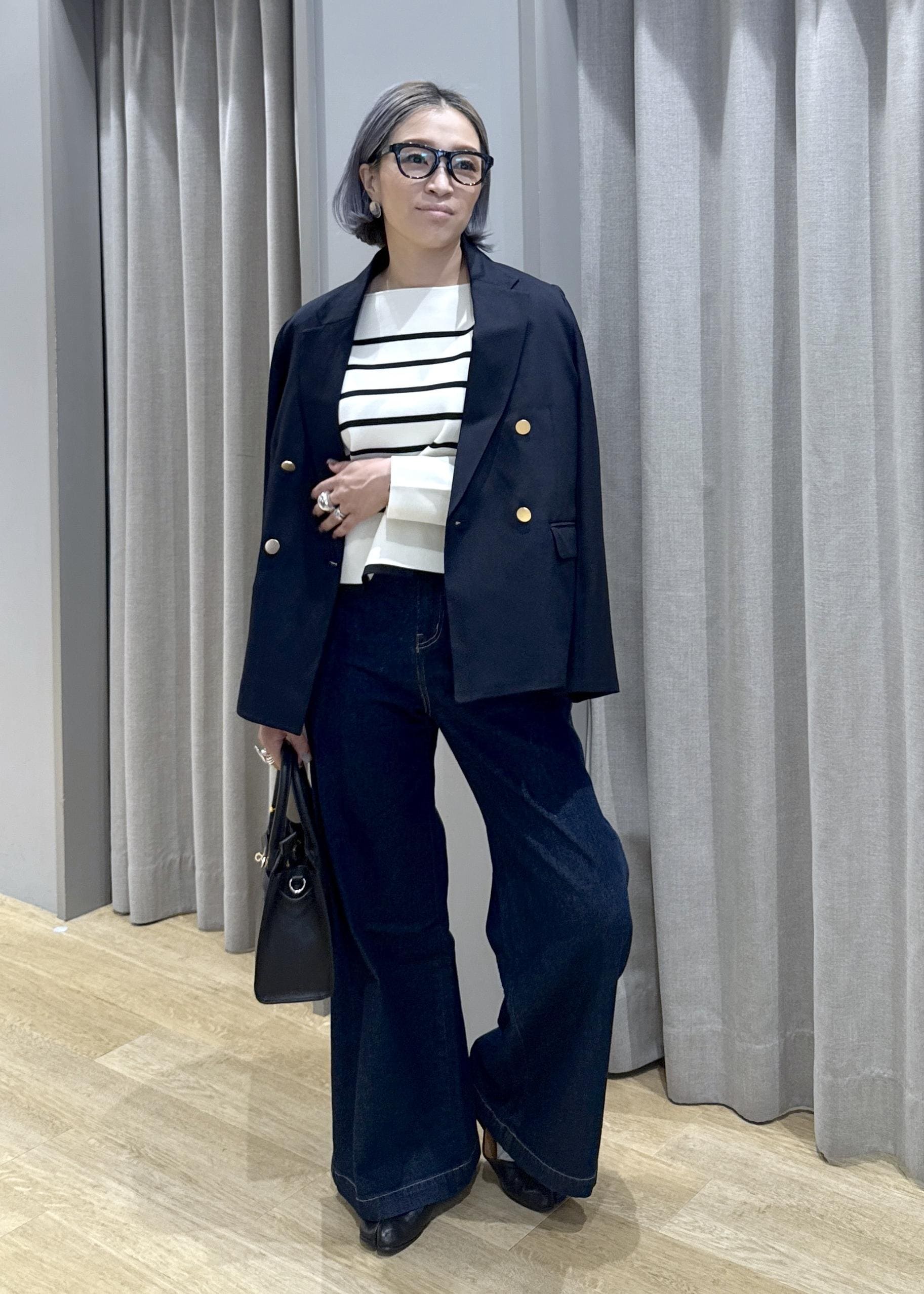 ROPE' PICNICのレディハンサムシリーズ ウールライク金ボタンジャケット(半裏地)/セットアップ・通勤対応を使ったコーディネートを紹介します。｜Rakuten Fashion(楽天ファッション／旧楽天ブランドアベニュー)6403269