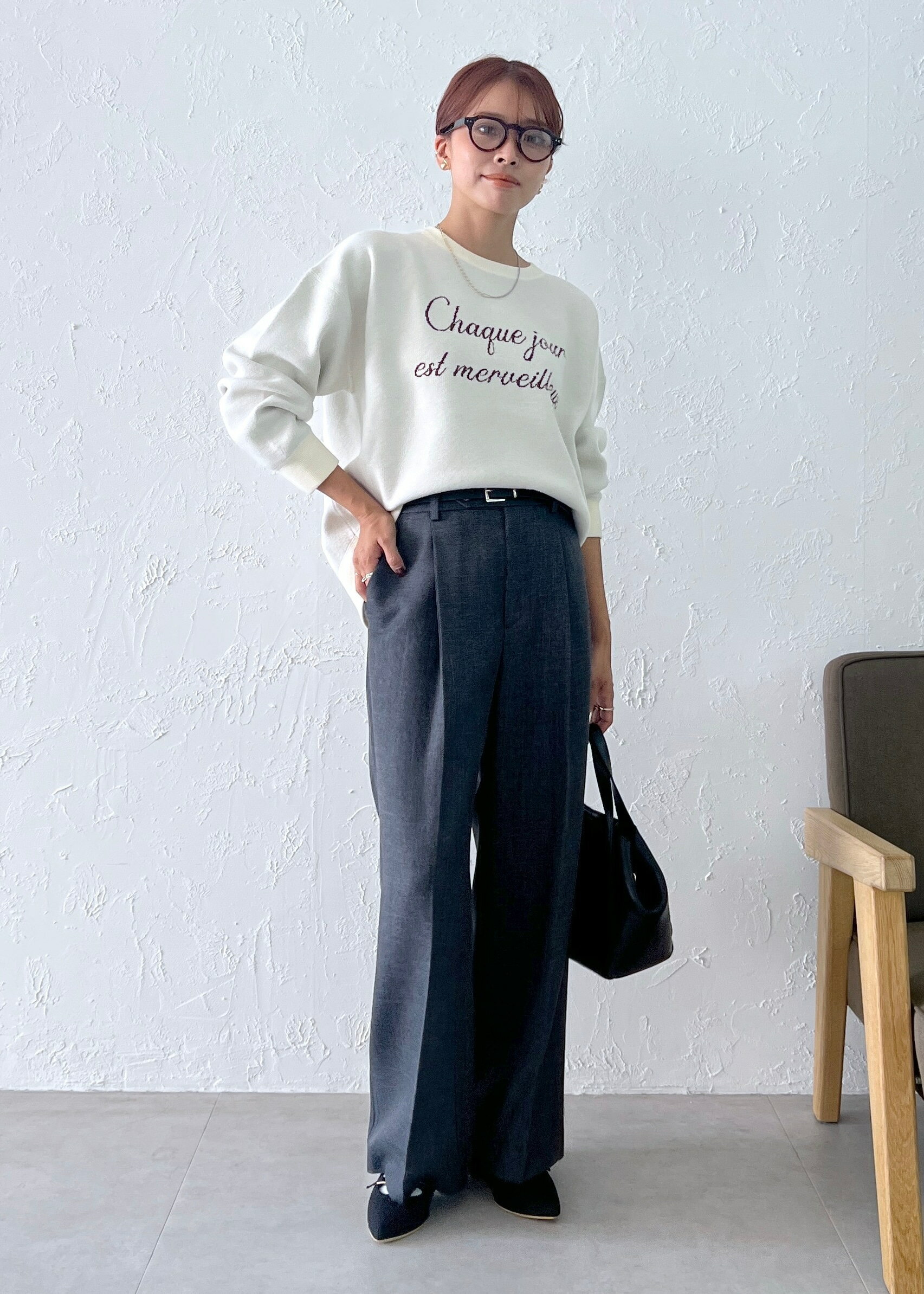 ROPE' PICNICのスウェットライクロゴニットプルオーバーを使ったコーディネートを紹介します。｜Rakuten Fashion(楽天ファッション／旧楽天ブランドアベニュー)6407413