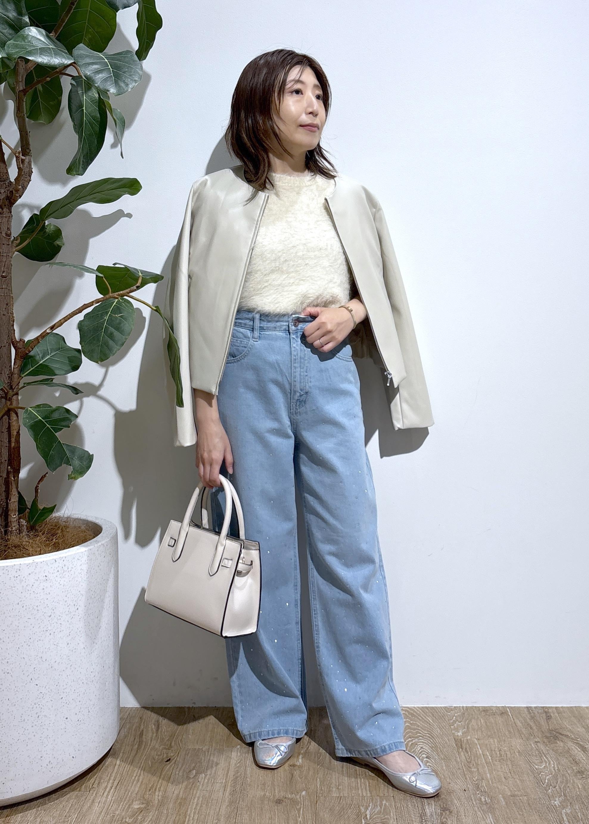 ROPE' PICNICの【花粉ガード】シンセティックレザーノーカラージャケットを使ったコーディネートを紹介します。｜Rakuten Fashion(楽天ファッション／旧楽天ブランドアベニュー)6407460