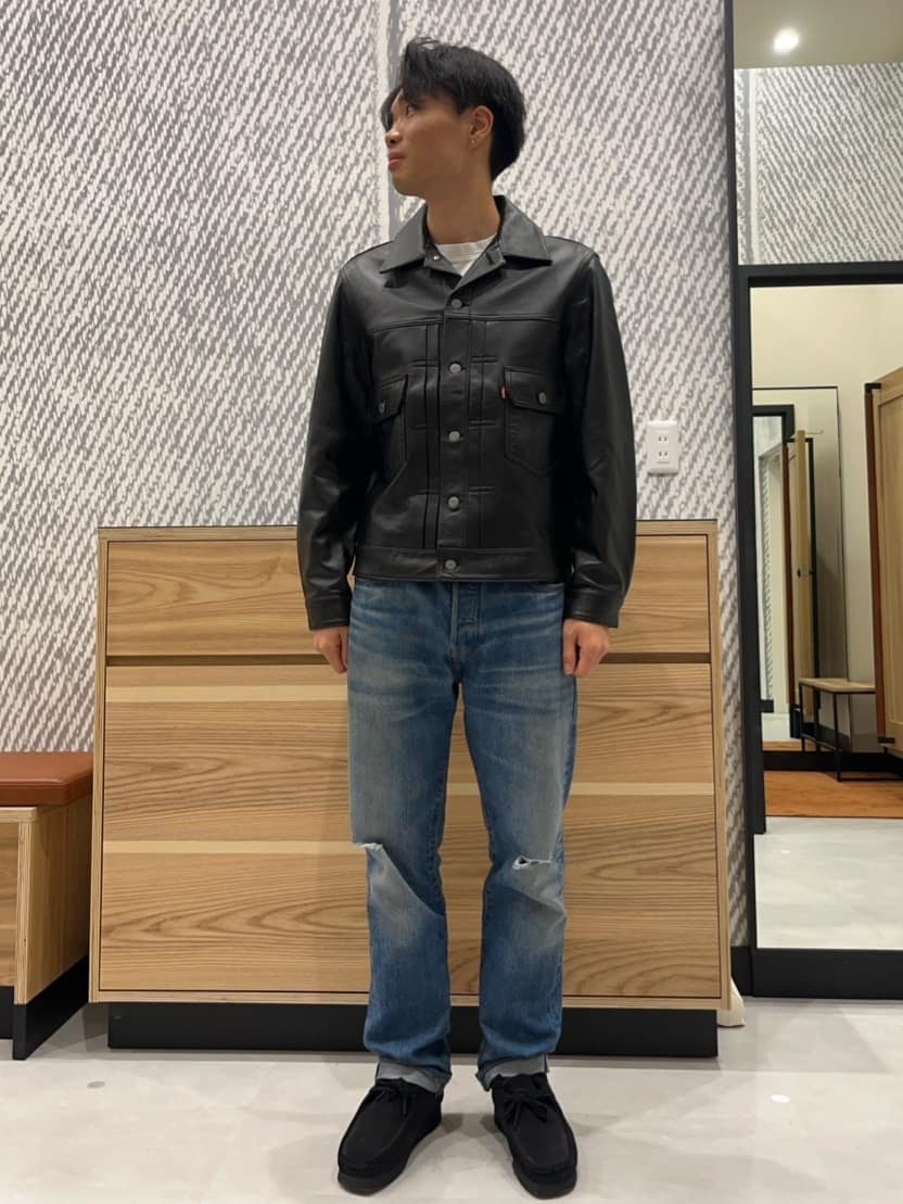 Levi'sのPREMIUM BLACK TYPEII TRUCKER LEATHER JACKETを使った