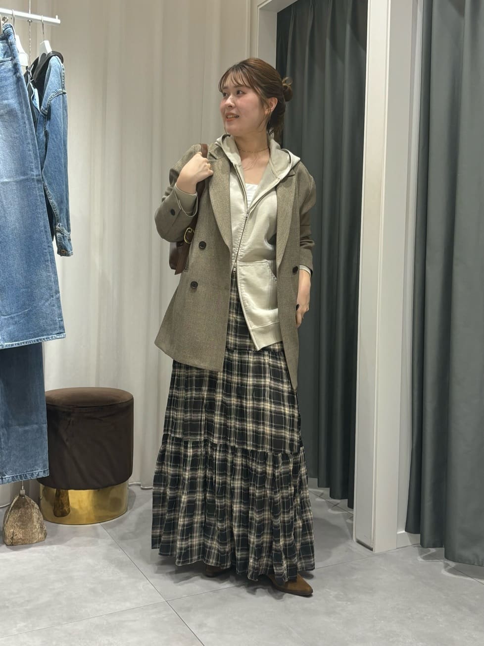 DOUDOUのチェックワッシャースカートを使ったコーディネート | Rakuten  