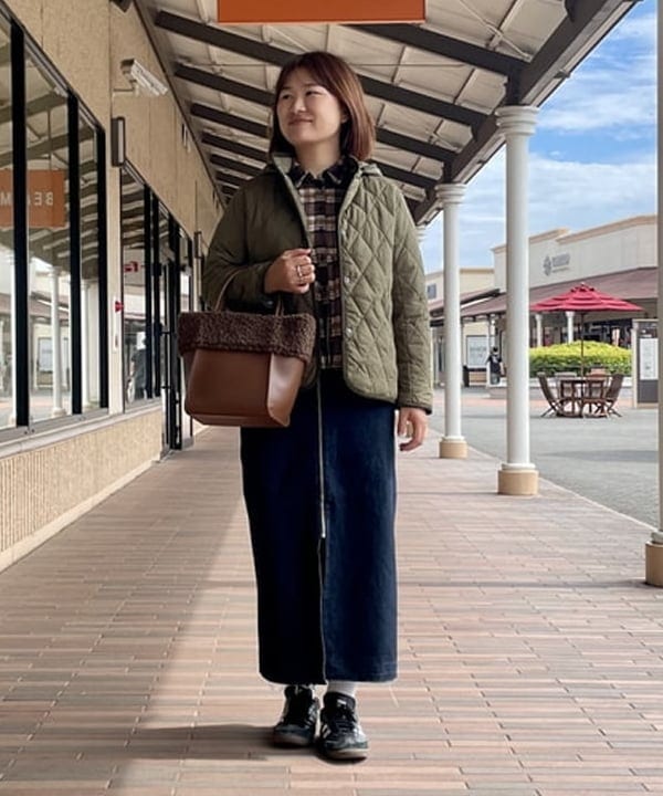 BEAMS HEARTの【3サイズ展開/中綿/あったか/発熱素材/撥水】フード キルティング ブルゾン （S～L) 25AW レディース フード取り外し可 冬アウターを使ったコーディネートを紹介します。｜Rakuten Fashion(楽天ファッション／旧楽天ブランドアベニュー)6320814