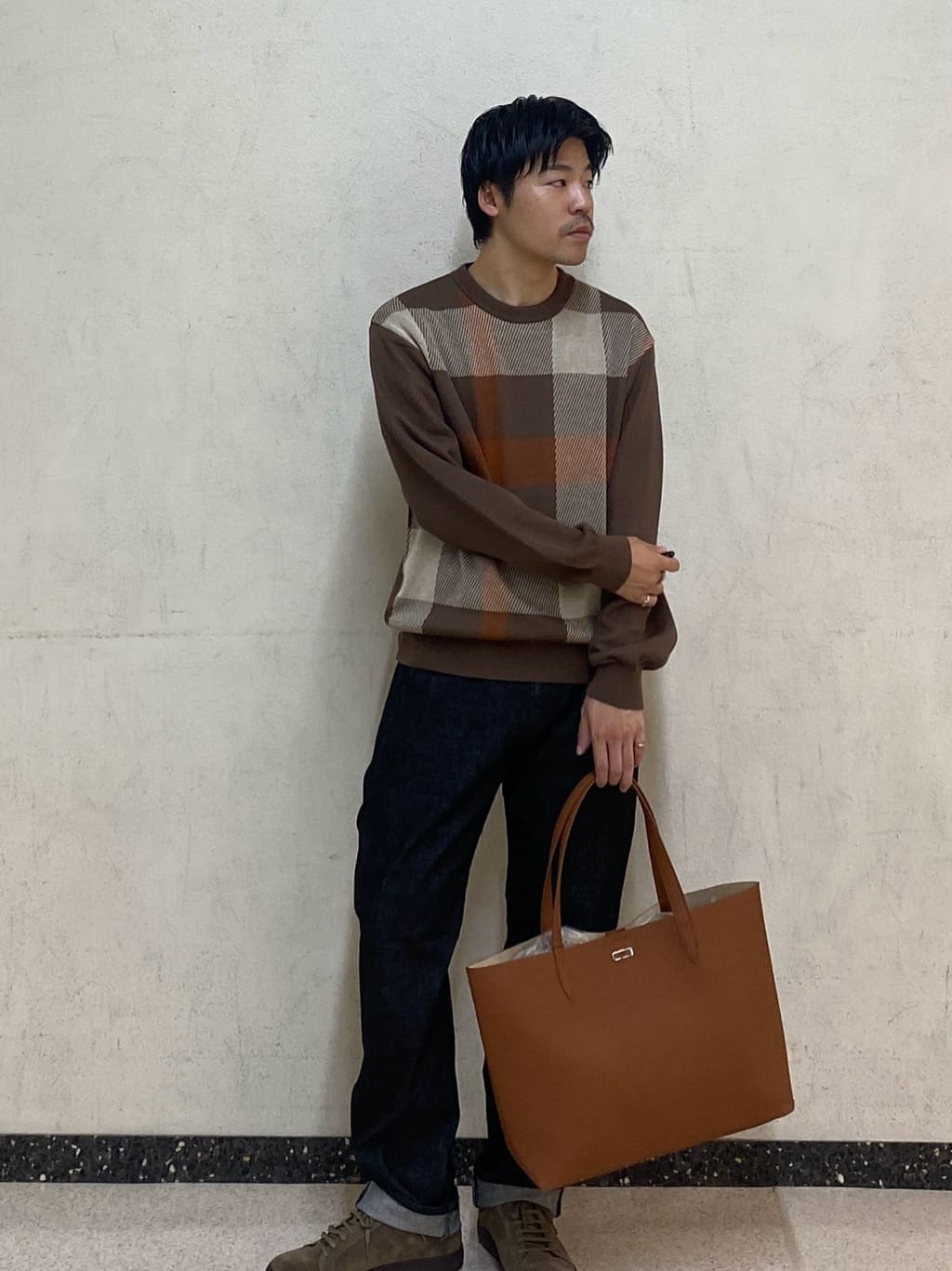 TAKEO KIKUCHIの【Made in JAPAN】ビッグチェック&スライドパズル柄 ニットを使ったコーディネートを紹介します。｜Rakuten Fashion(楽天ファッション／旧楽天ブランドアベニュー)6324255