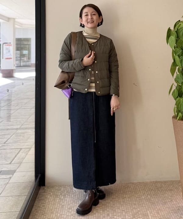 BEAMS HEARTのフレンチ ショートダウンジャケット （S～L) 25AW レディース インナーダウン ノーカラーを使ったコーディネートを紹介します。｜Rakuten Fashion(楽天ファッション／旧楽天ブランドアベニュー)6324401