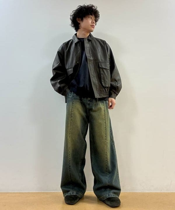 BEAMS HEARTのBEAMS HEART｜クラシック フェイクレザー ブルゾン｜メンズ アウター ジャケット｜合成皮革 リラックスフィット ヴィンテージ風｜秋冬を使ったコーディネートを紹介します。｜Rakuten Fashion(楽天ファッション／旧楽天ブランドアベニュー)6332142