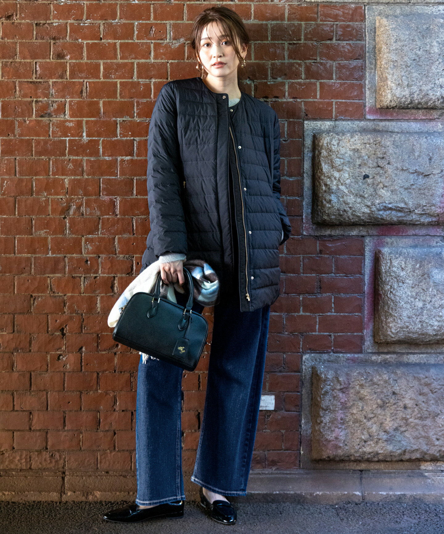 ANY SIS | 【2WAY】ノーカラーミドル ダウン | Rakuten Fashion(楽天