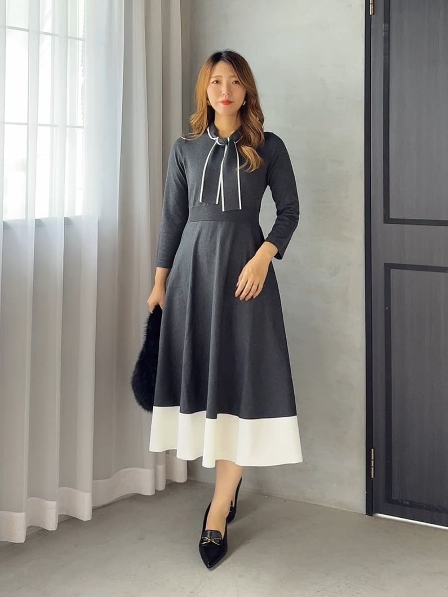 Viaggio Bluのバイカラーニットワンピース≪手洗い可能≫を使ったコーディネートを紹介します。｜Rakuten Fashion(楽天ファッション／旧楽天ブランドアベニュー)6340270
