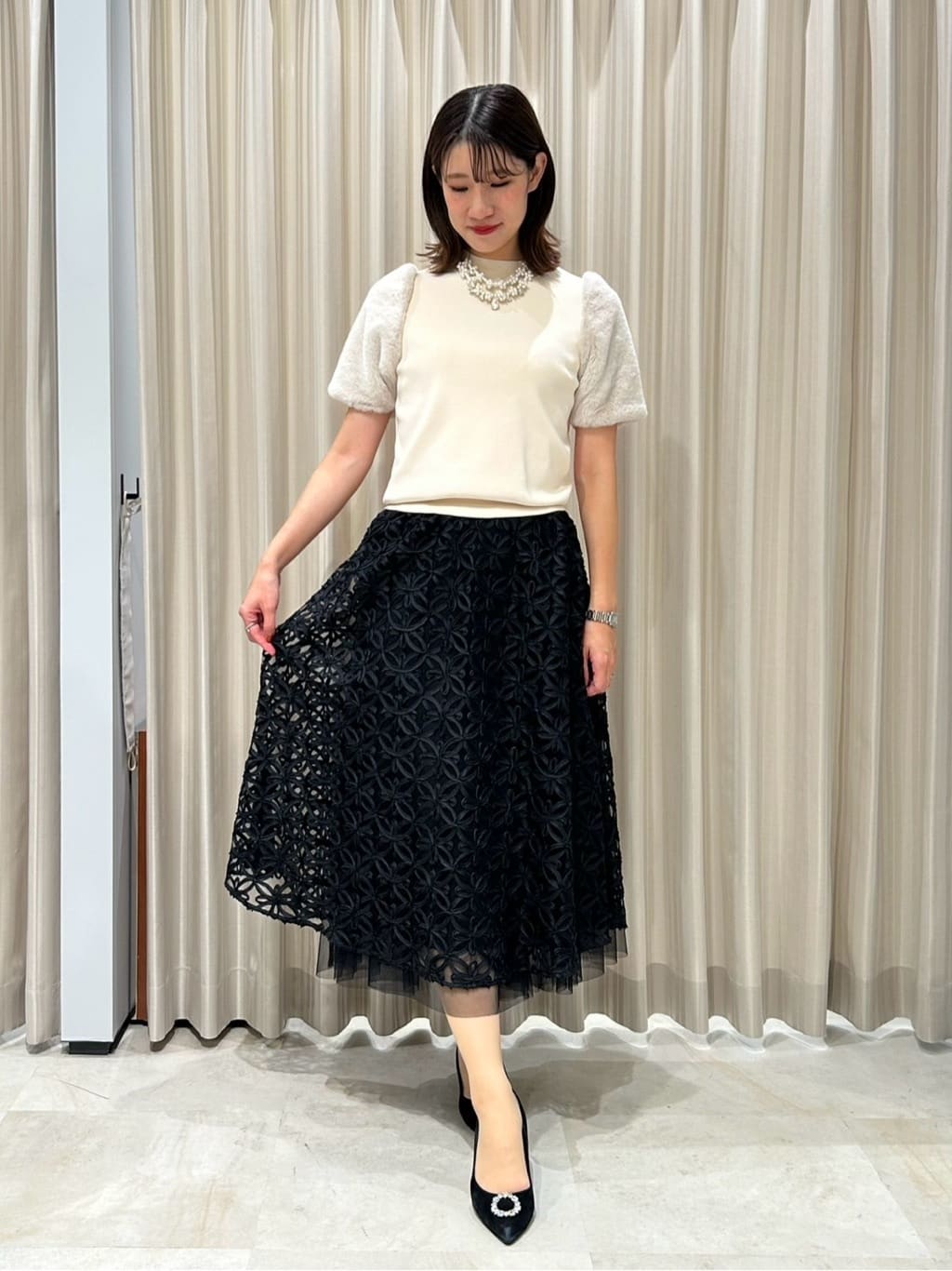 Viaggio Bluのファースリーブハイネックニット≪手洗い可能≫を使ったコーディネートを紹介します。｜Rakuten Fashion(楽天ファッション／旧楽天ブランドアベニュー)6340281