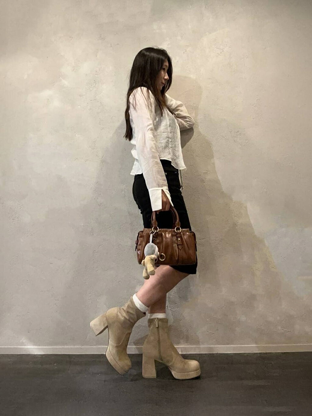 CHARLES & KEITH | Brittonブリットンルーシュドトップハンドルトート