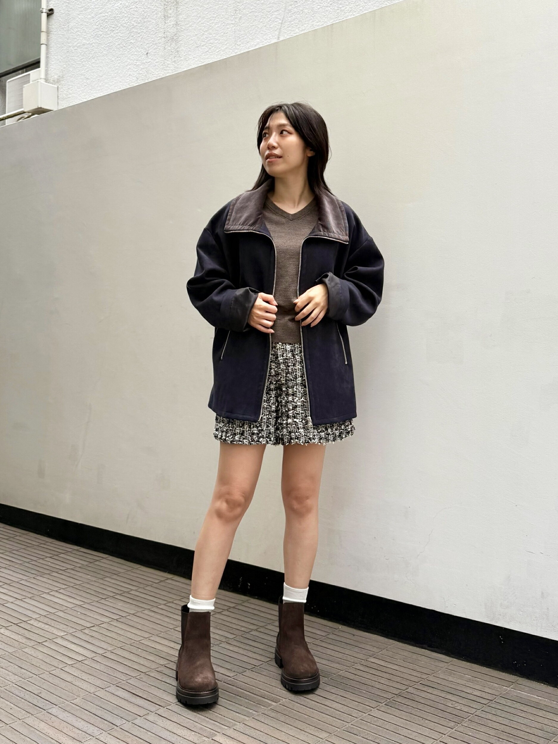 LOVELESSのスエードライクスタンドネックブルゾンを使ったコーディネートを紹介します。｜Rakuten Fashion(楽天ファッション／旧楽天ブランドアベニュー)6350934