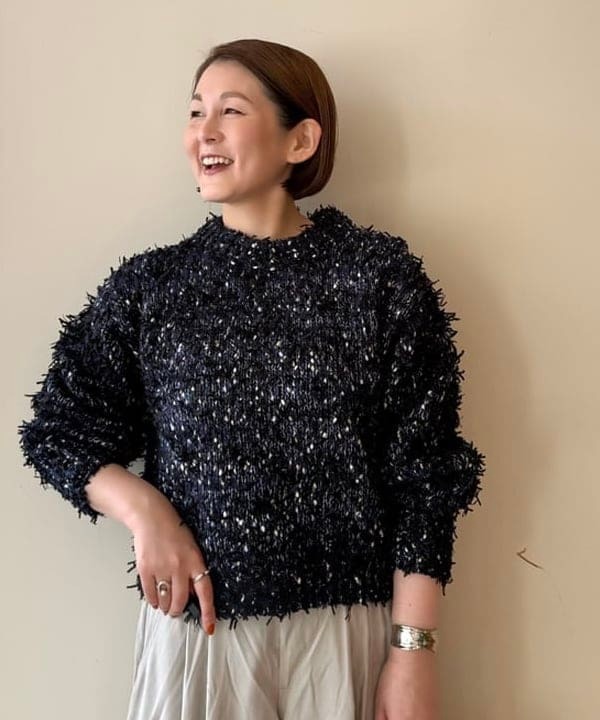 BEAMS HEARTのリボン * ノットヤーンニット 25AW 秋 レディース 長袖 毛足を使ったコーディネートを紹介します。｜Rakuten Fashion(楽天ファッション／旧楽天ブランドアベニュー)6357156