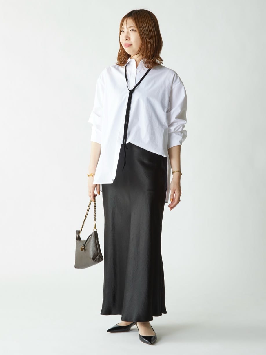 1er Arrondissementのベロアリボンレギュラーカラーシャツを使ったコーディネートを紹介します。｜Rakuten Fashion(楽天ファッション／旧楽天ブランドアベニュー)6357925