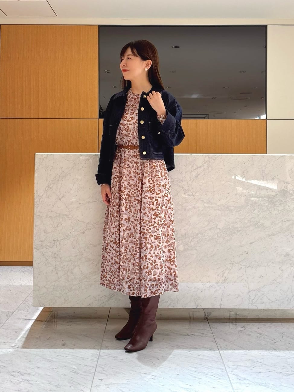 ANAYI | レオパードプリントフリルスリーブワンピース | Rakuten