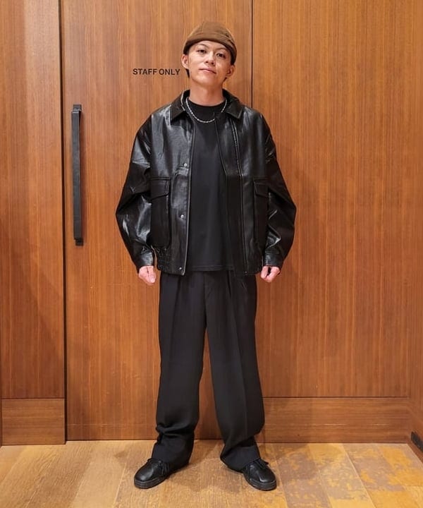 BEAMS HEARTのBEAMS HEART｜クラシック フェイクレザー ブルゾン｜メンズ アウター ジャケット｜合成皮革 リラックスフィット ヴィンテージ風｜秋冬を使ったコーディネートを紹介します。｜Rakuten Fashion(楽天ファッション／旧楽天ブランドアベニュー)6367115