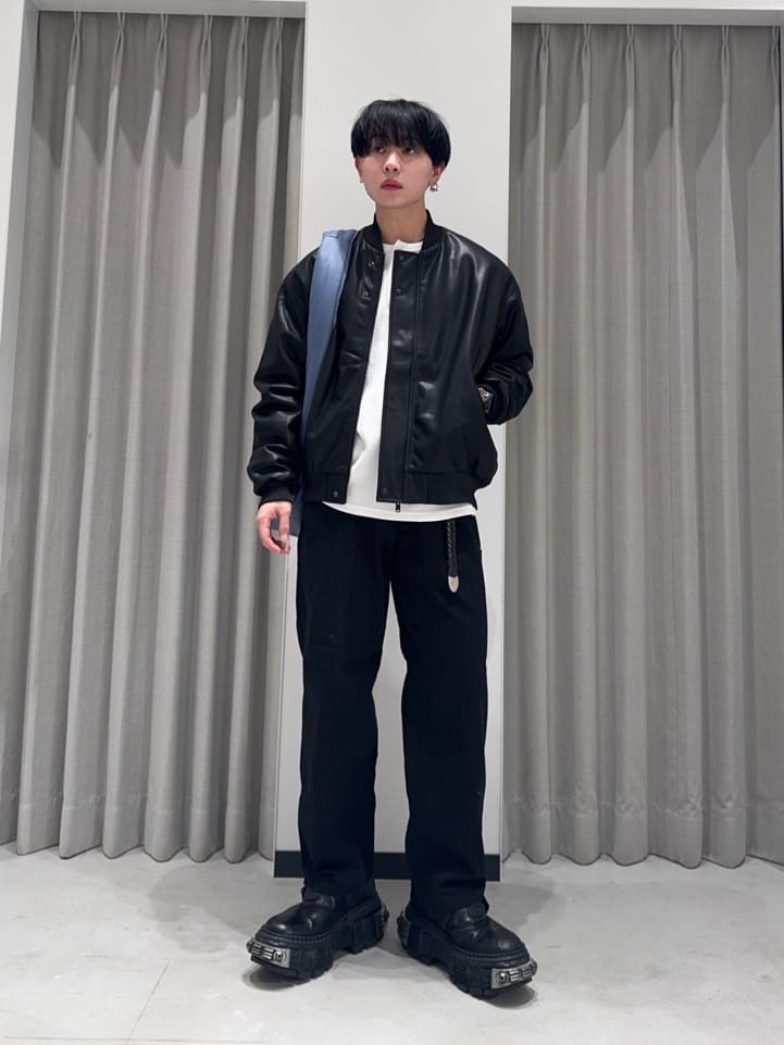 【BLACK】<CITEN>レザーライクバルーンジップブルゾン CITEN＞レザーライクバルーンジップブルゾン