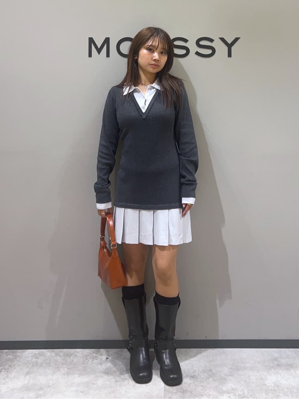 moussyのLAYERED KNIT ミニドレスを使ったコーディネート | Rakuten