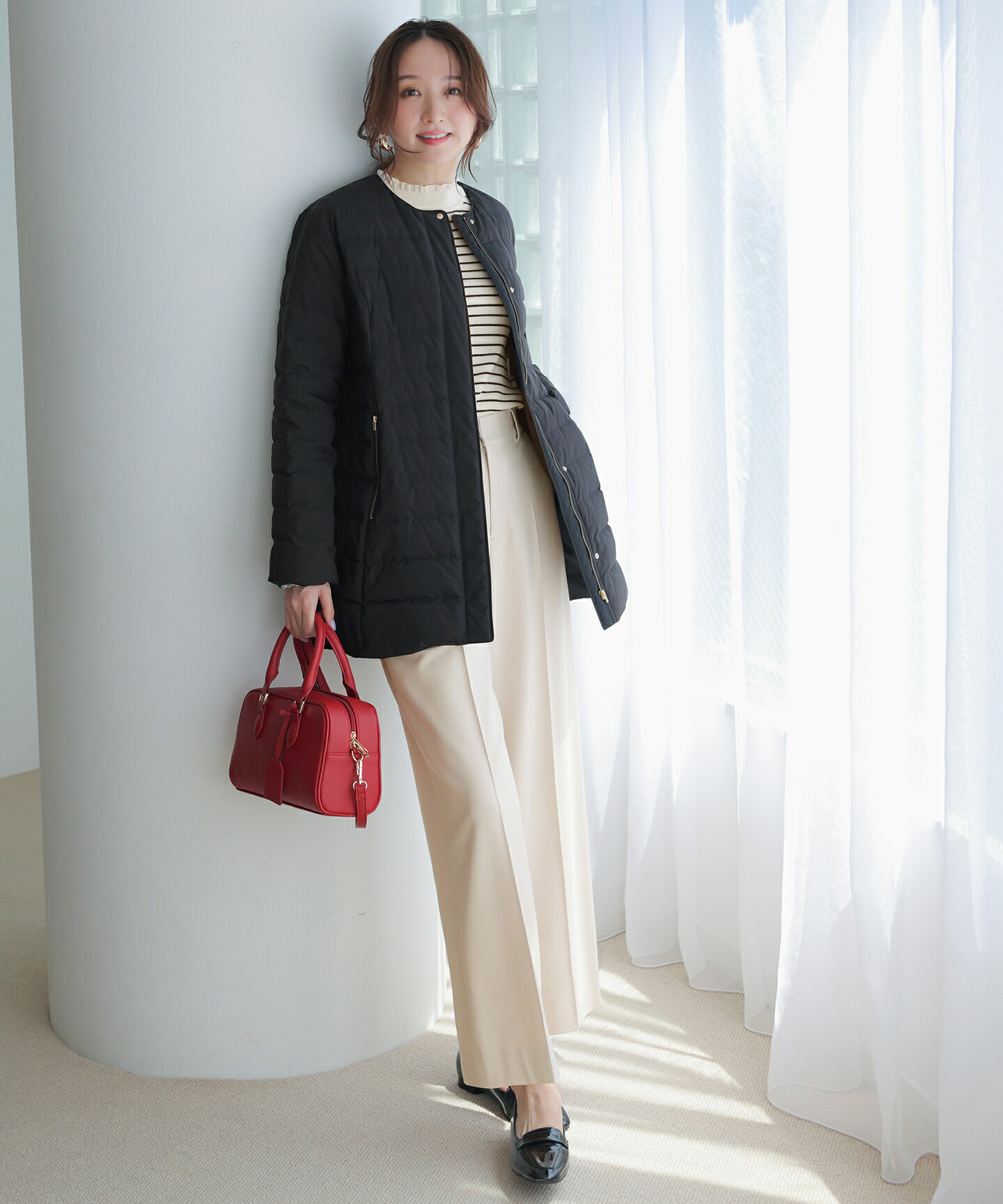 ANY SISのCICA加工 フリルネック プルオーバーを使ったコーディネートを紹介します。｜Rakuten Fashion(楽天ファッション／旧楽天ブランドアベニュー)6378031