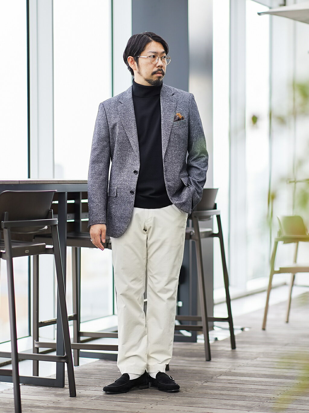 TAKEO KIKUCHIの尾州織 シルクネップジャージ ジャケットを使ったコーディネートを紹介します。｜Rakuten Fashion(楽天ファッション／旧楽天ブランドアベニュー)6394667