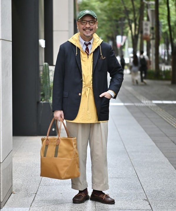 BEAMS MEN | L.L.Bean / 別注 Deep Bottom Leather Handle Zip Tote L