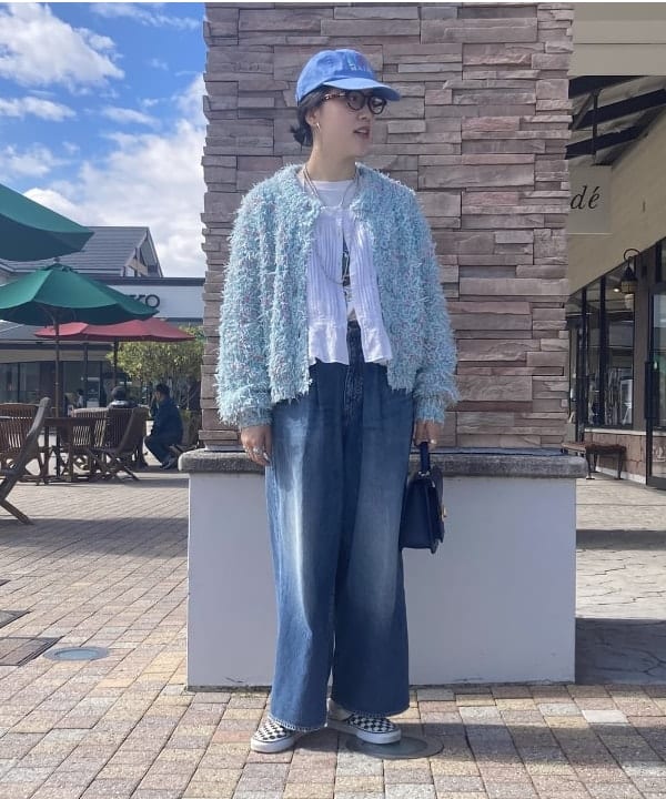 BEAMS HEARTのリボン * ノットヤーン カーディガン 25AW 秋 レディース 長袖 オーバーサイズを使ったコーディネートを紹介します。｜Rakuten Fashion(楽天ファッション／旧楽天ブランドアベニュー)6409857