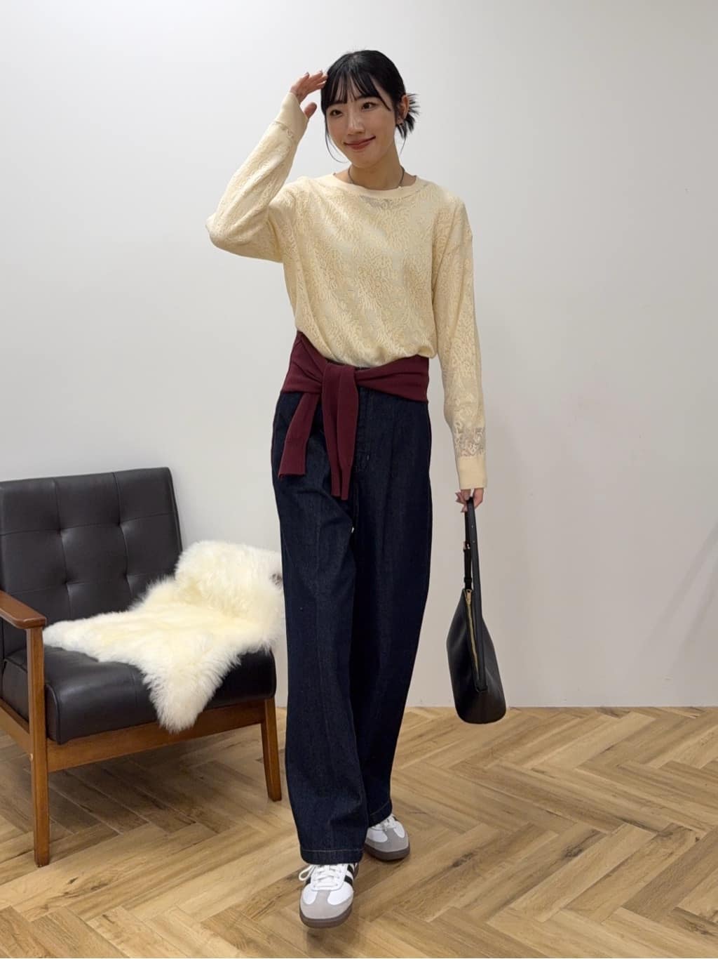 AMERICAN HOLICのソフトコットンクルーネックカーディガンを使ったコーディネートを紹介します。｜Rakuten Fashion(楽天ファッション／旧楽天ブランドアベニュー)6411299