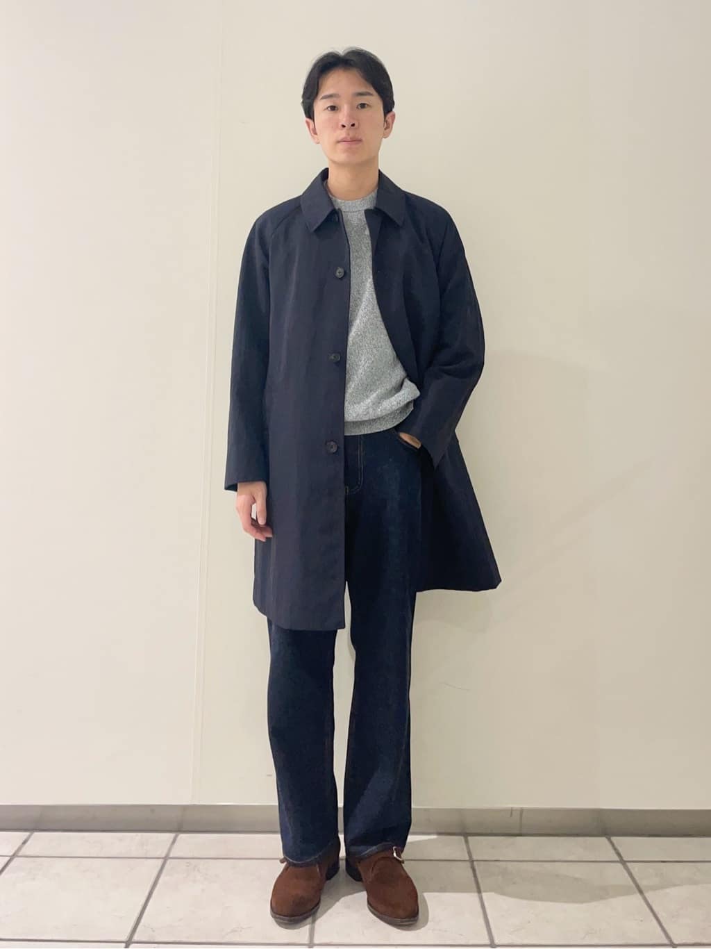 UNITED ARROWS ハーフ ステンカラーコート　撥水　ネイビー UNITED ARROWS LTD. OUTLET | ナイロン ツイル ステンカラーコート -撥