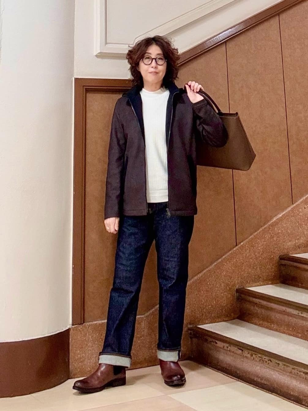 TAKEO KIKUCHIの【JUST ONE LAYER】ダウンファブリック ジップアップ フード ブルゾンを使ったコーディネートを紹介します。｜Rakuten Fashion(楽天ファッション／旧楽天ブランドアベニュー)6429777