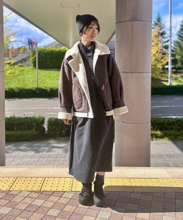 BEAMS HEARTのフェイク ムートン フライト ジャケットを使ったコーディネートを紹介します。｜Rakuten Fashion(楽天ファッション／旧楽天ブランドアベニュー)6440661