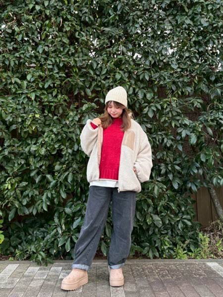 AS KNOW AS plusの♪『超軽量』ポケット付き スタンドカラー ボアブルゾンを使ったコーディネートを紹介します。｜Rakuten Fashion(楽天ファッション／旧楽天ブランドアベニュー)6443105