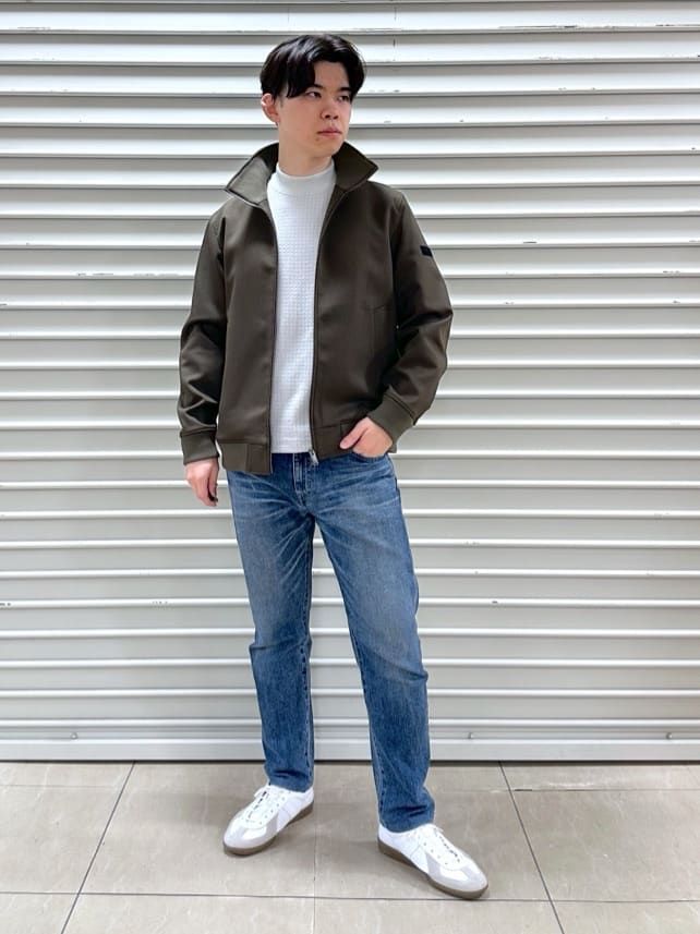 TAKEO KIKUCHIの【JUST ONE LAYER】ダウンファブリック ジップアップ リブ ブルゾンを使ったコーディネートを紹介します。｜Rakuten Fashion(楽天ファッション／旧楽天ブランドアベニュー)6445155