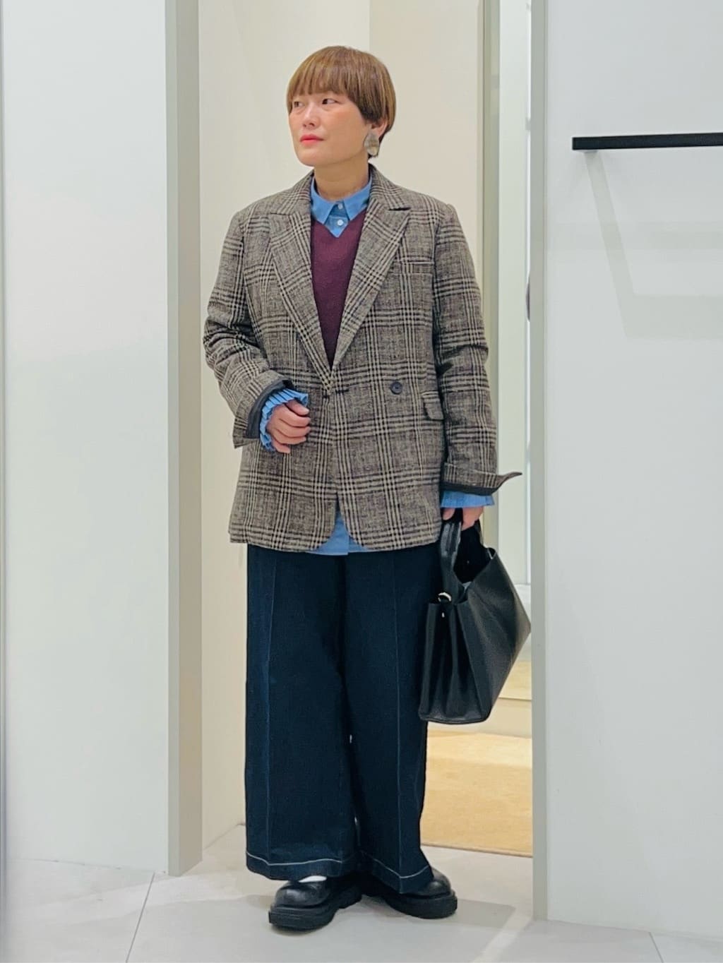 THE SHOP TKの【洗えるアウター】ヘリンボーン&チェック柄ジャケットを