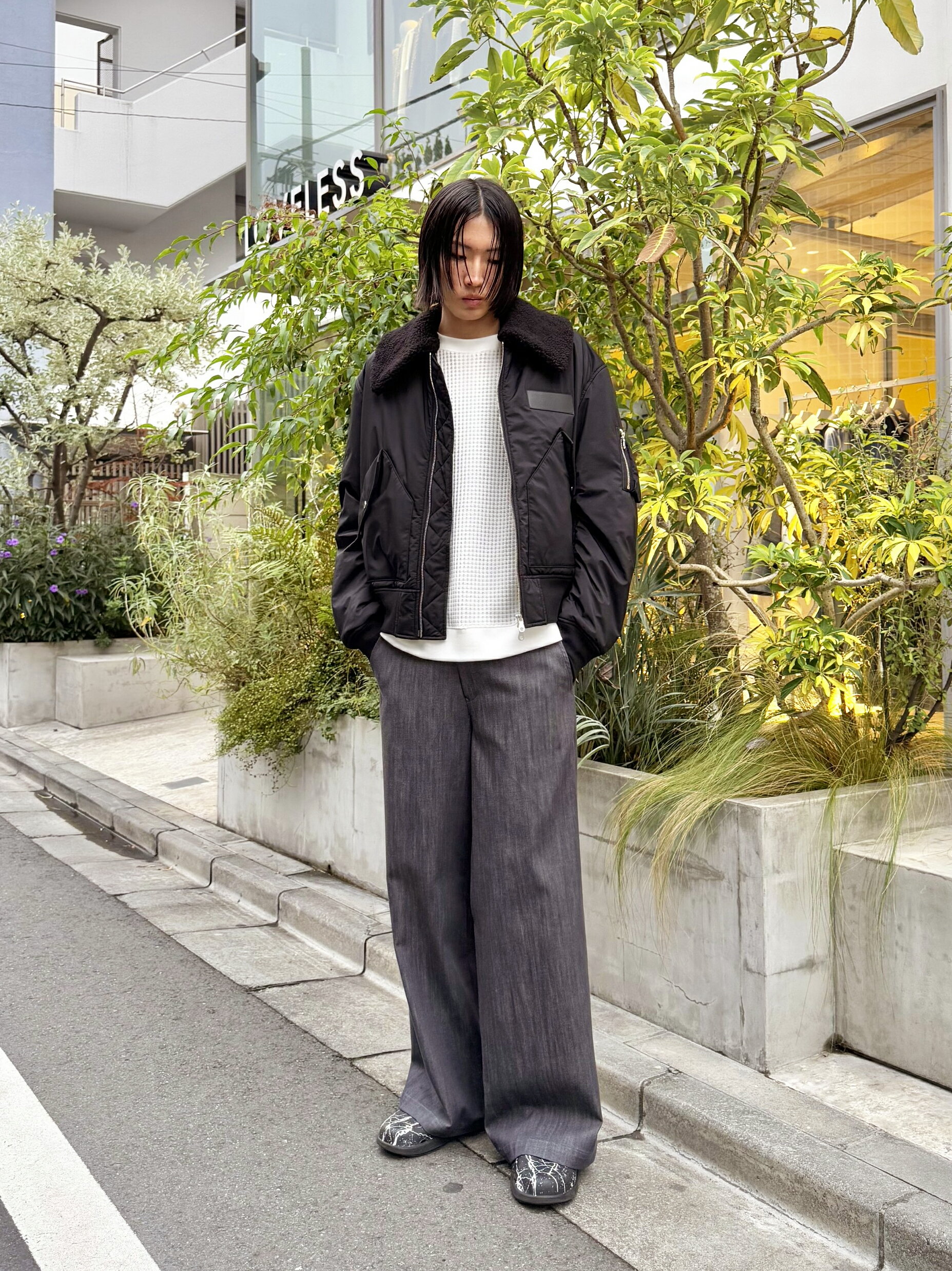 LOVELESSのBLACK OF BLACKs ボアコンビフライトブルゾンを使ったコーディネートを紹介します。｜Rakuten Fashion(楽天ファッション／旧楽天ブランドアベニュー)6448571