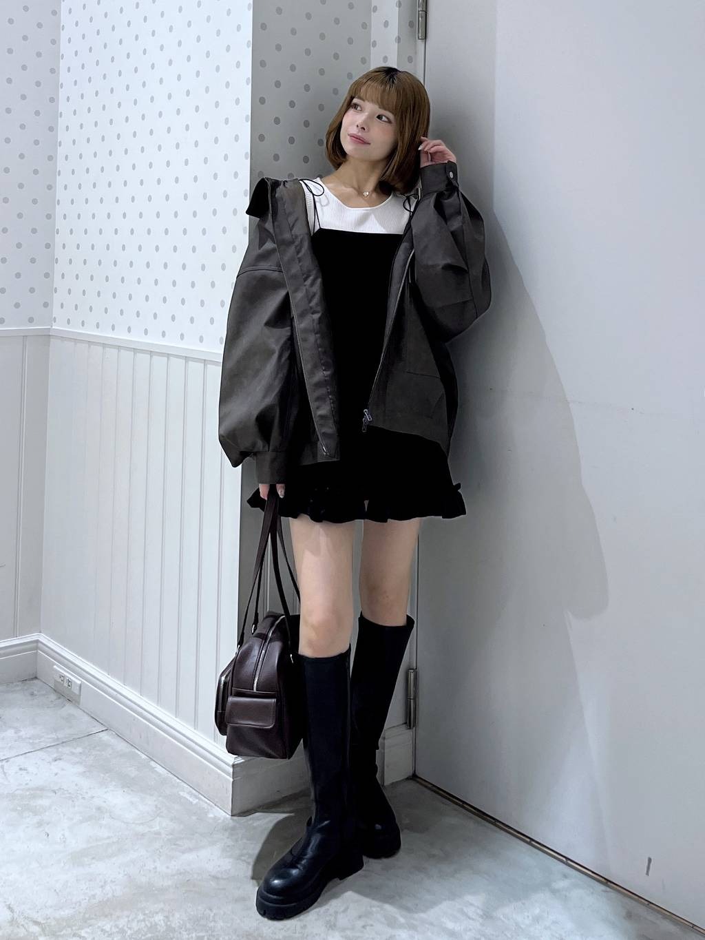極美品　miu miu ベロア　フリル　ワンピース　L Heather | ベロアフリルキャミミニワンピース | Rakuten Fashion(楽天