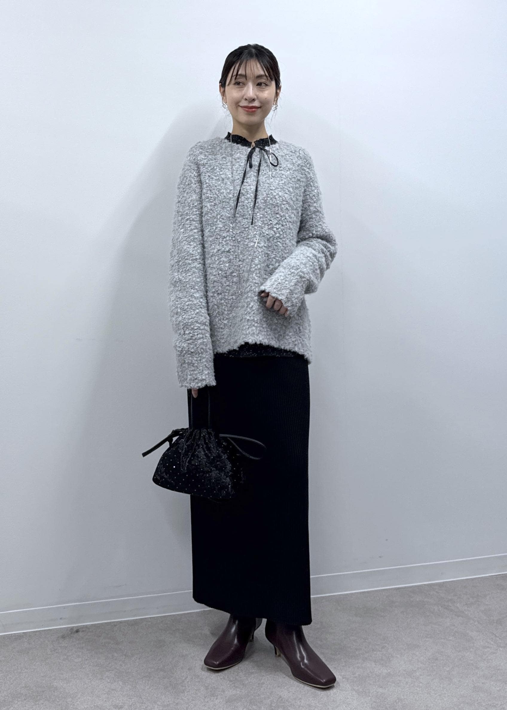 ROPE' PICNICのブークレカラーニットを使ったコーディネートを紹介します。｜Rakuten Fashion(楽天ファッション／旧楽天ブランドアベニュー)6470128