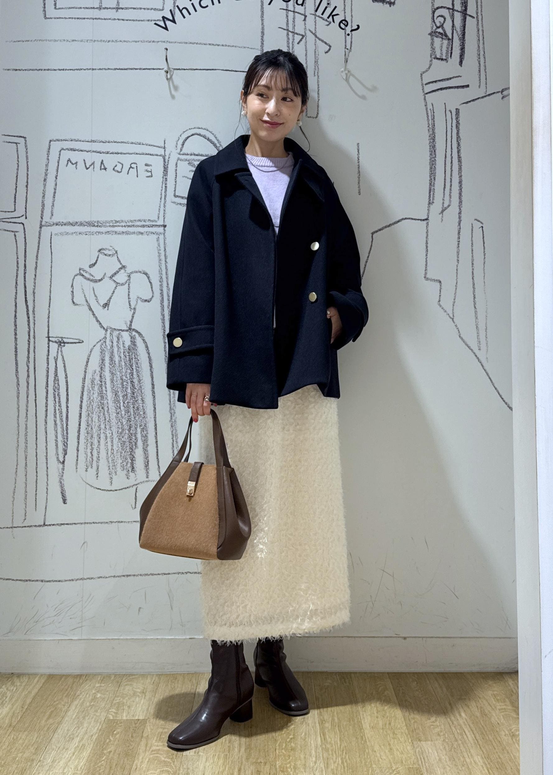 ROPE' PICNICのジャージーメルトンシリーズ 金ボタンミドル丈コート/リンクコーデを使ったコーディネートを紹介します。｜Rakuten Fashion(楽天ファッション／旧楽天ブランドアベニュー)6470172