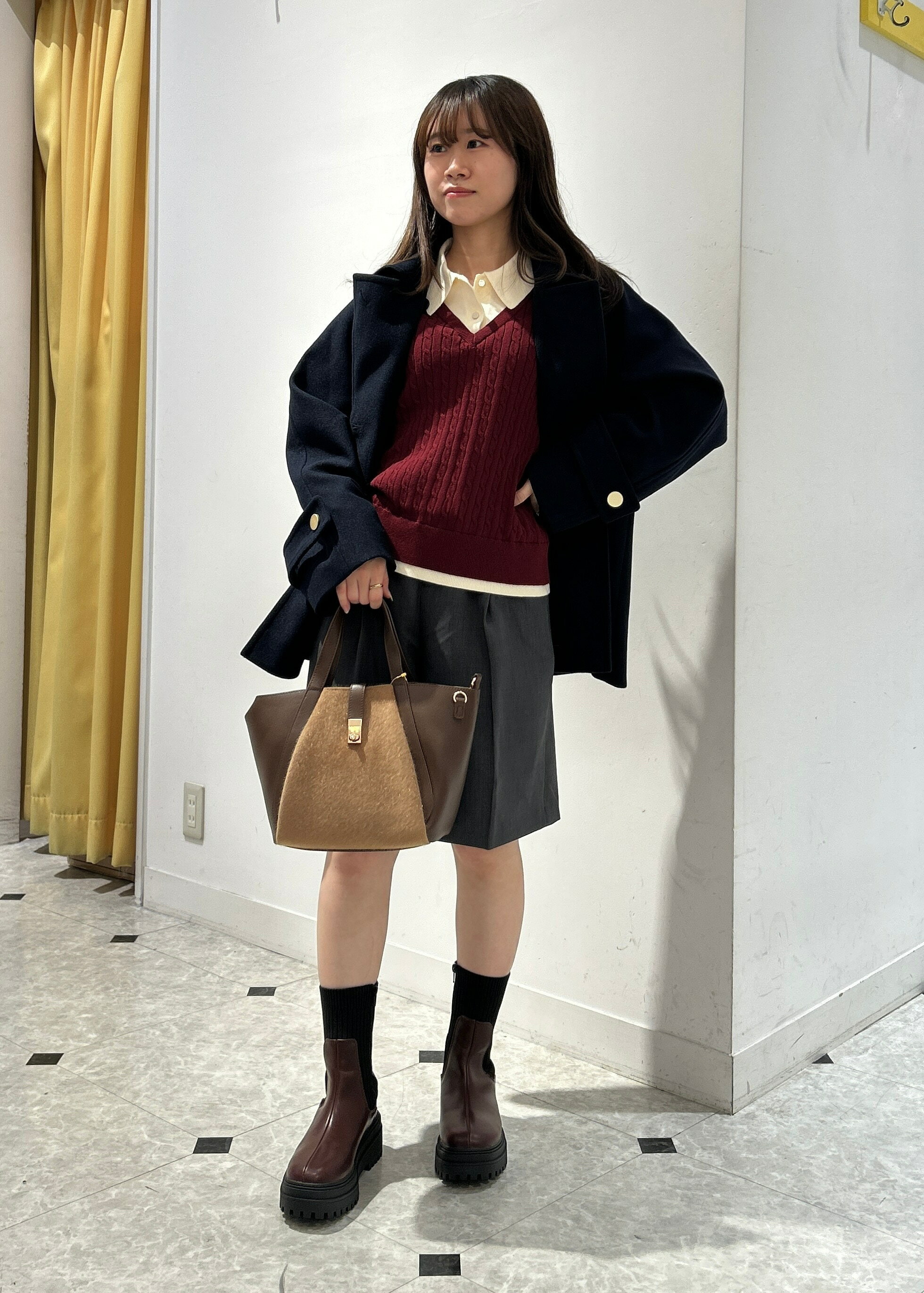 ROPE' PICNICのジャージーメルトンシリーズ 金ボタンミドル丈コート/リンクコーデを使ったコーディネートを紹介します。｜Rakuten Fashion(楽天ファッション／旧楽天ブランドアベニュー)6470197