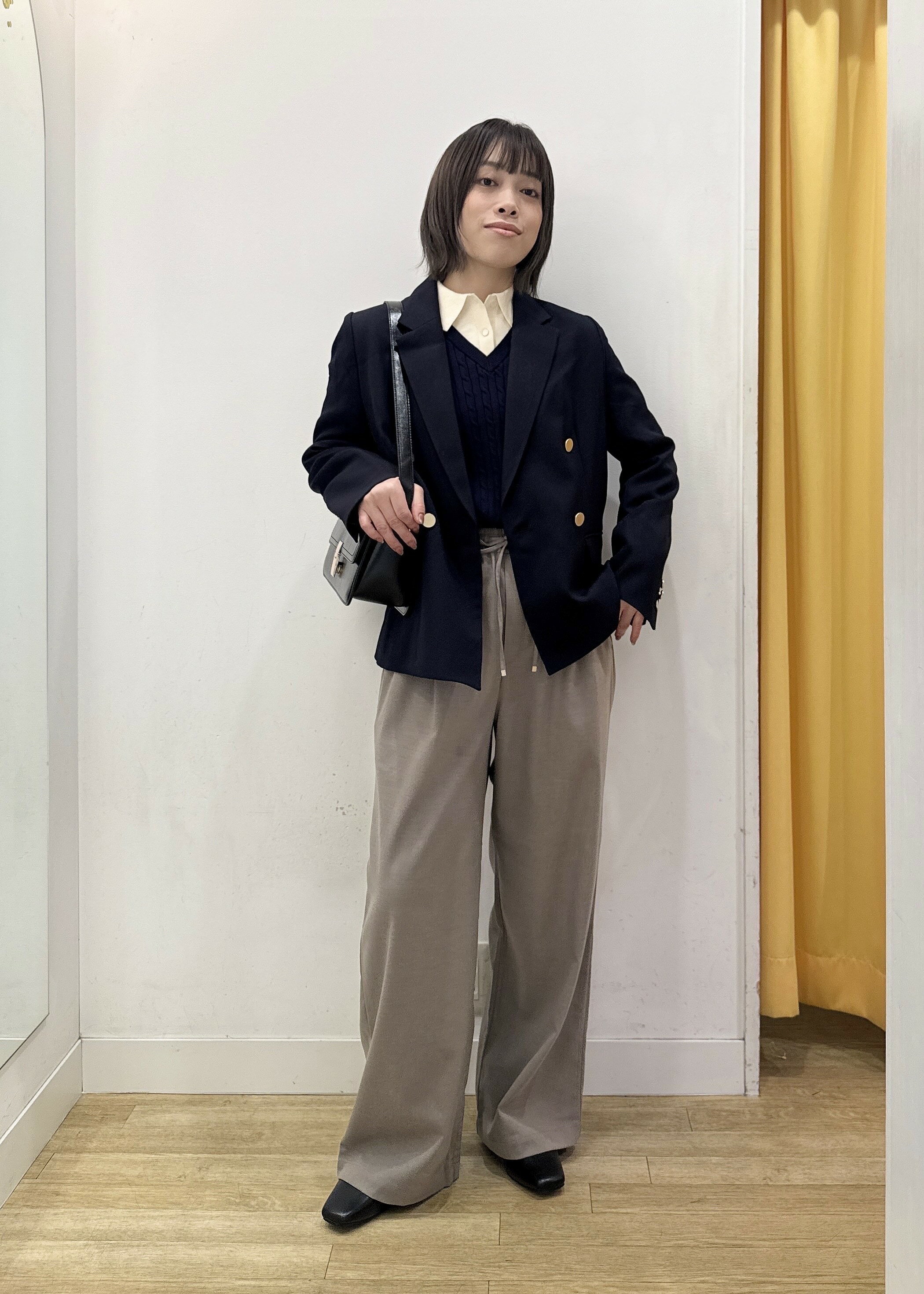 ROPE' PICNICのレディハンサムシリーズ ウールライク金ボタンジャケット(総裏地)/セットアップ対応を使ったコーディネートを紹介します。｜Rakuten Fashion(楽天ファッション／旧楽天ブランドアベニュー)6470248