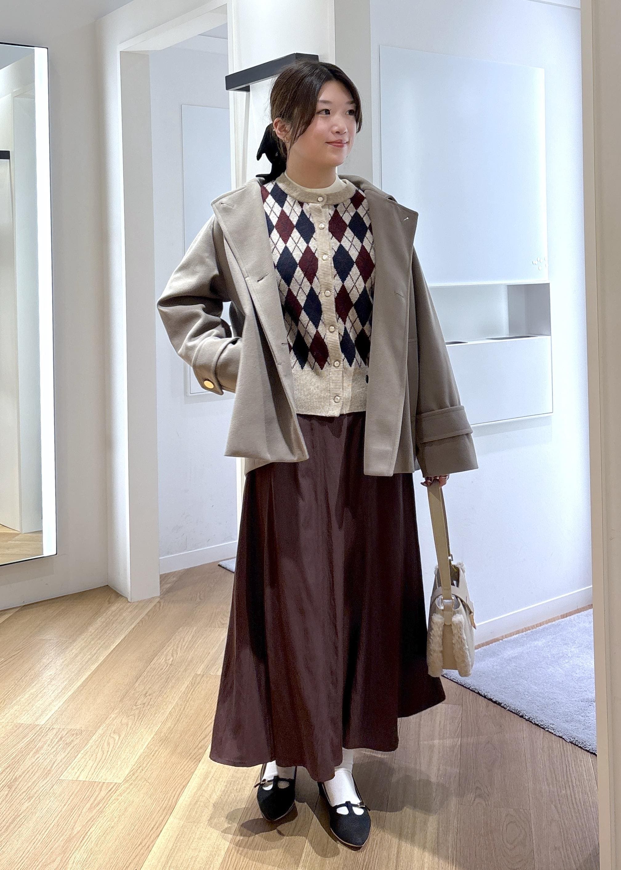 ROPE' PICNICのジャージーメルトンシリーズ 金ボタンミドル丈コート/リンクコーデを使ったコーディネートを紹介します。｜Rakuten Fashion(楽天ファッション／旧楽天ブランドアベニュー)6470279