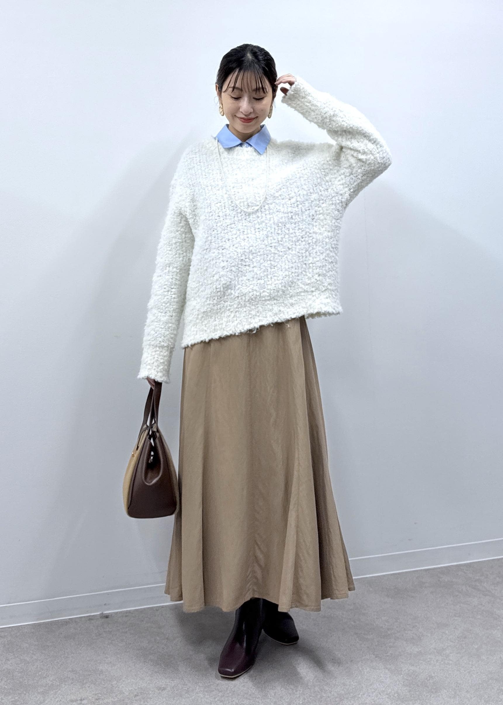 ROPE' PICNICのブークレカラーニットを使ったコーディネートを紹介します。｜Rakuten Fashion(楽天ファッション／旧楽天ブランドアベニュー)6470280