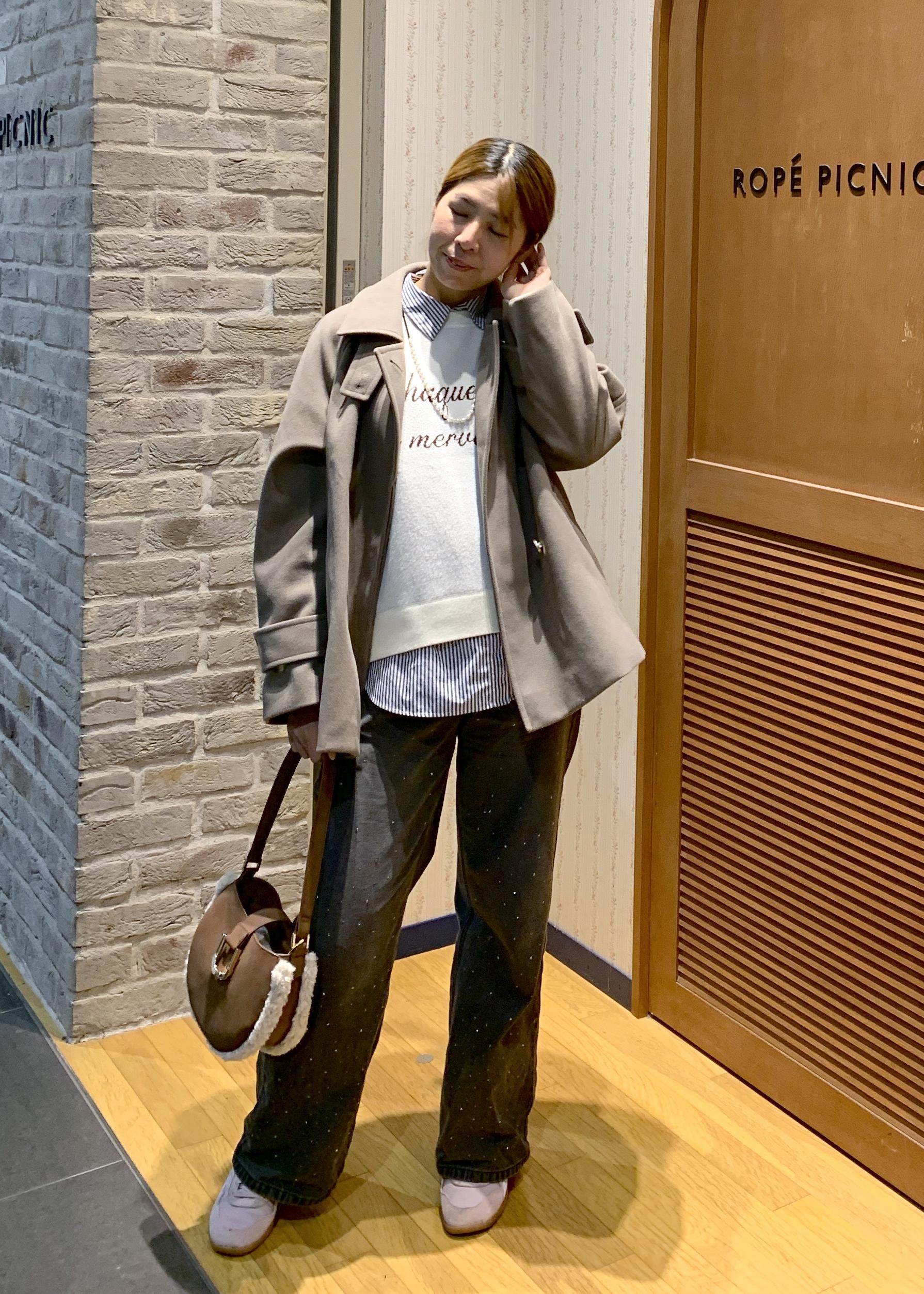 ROPE' PICNICのジャージーメルトンシリーズ 金ボタンミドル丈コート/リンクコーデを使ったコーディネートを紹介します。｜Rakuten Fashion(楽天ファッション／旧楽天ブランドアベニュー)6470334