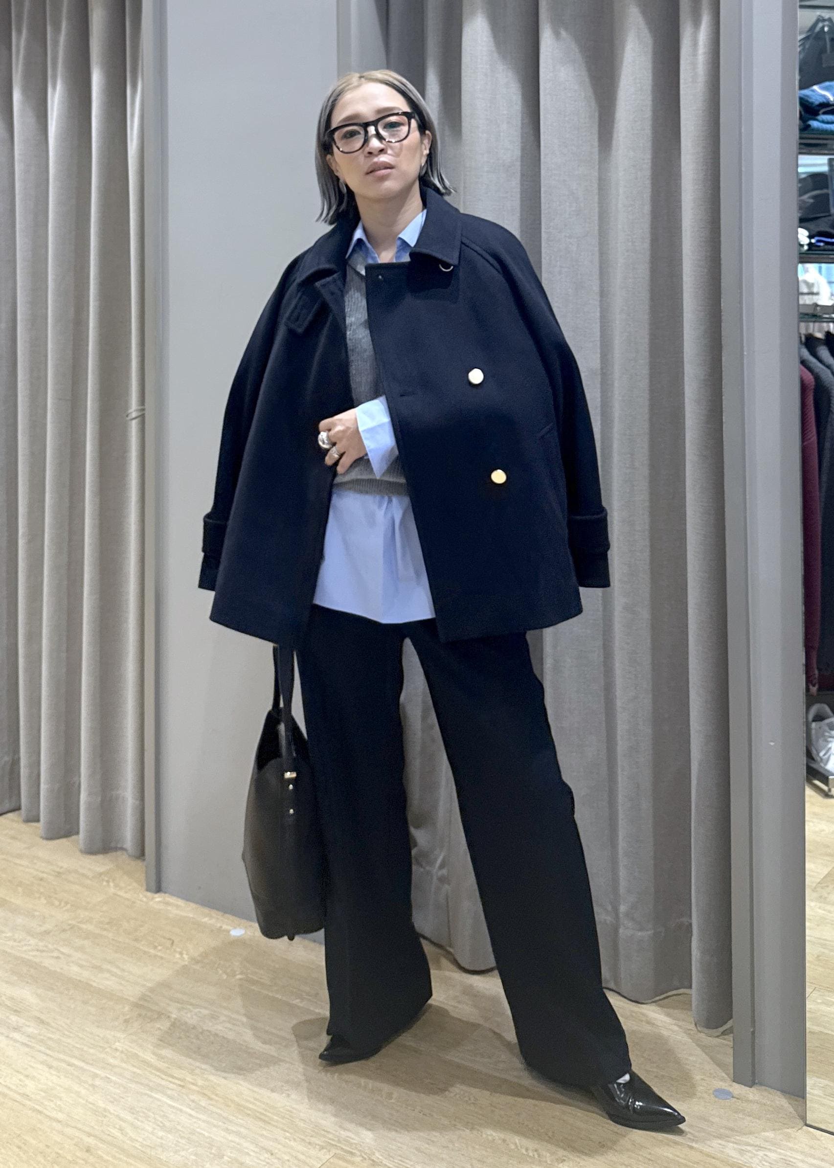 ROPE' PICNICのジャージーメルトンシリーズ 金ボタンミドル丈コート/リンクコーデを使ったコーディネートを紹介します。｜Rakuten Fashion(楽天ファッション／旧楽天ブランドアベニュー)6470414