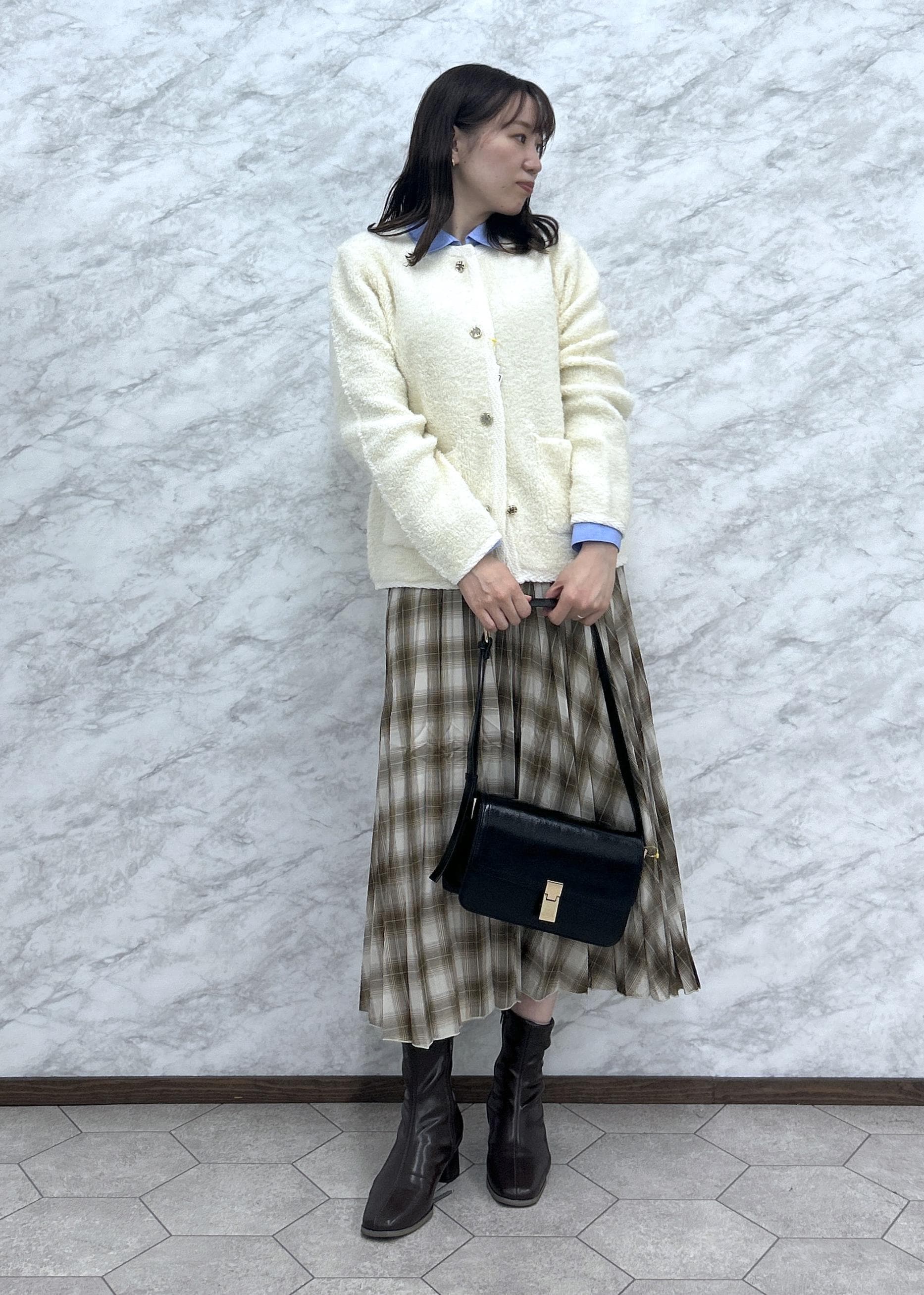 ROPE' PICNICのループ編みニットカーディガンを使ったコーディネートを紹介します。｜Rakuten Fashion(楽天ファッション／旧楽天ブランドアベニュー)6470399