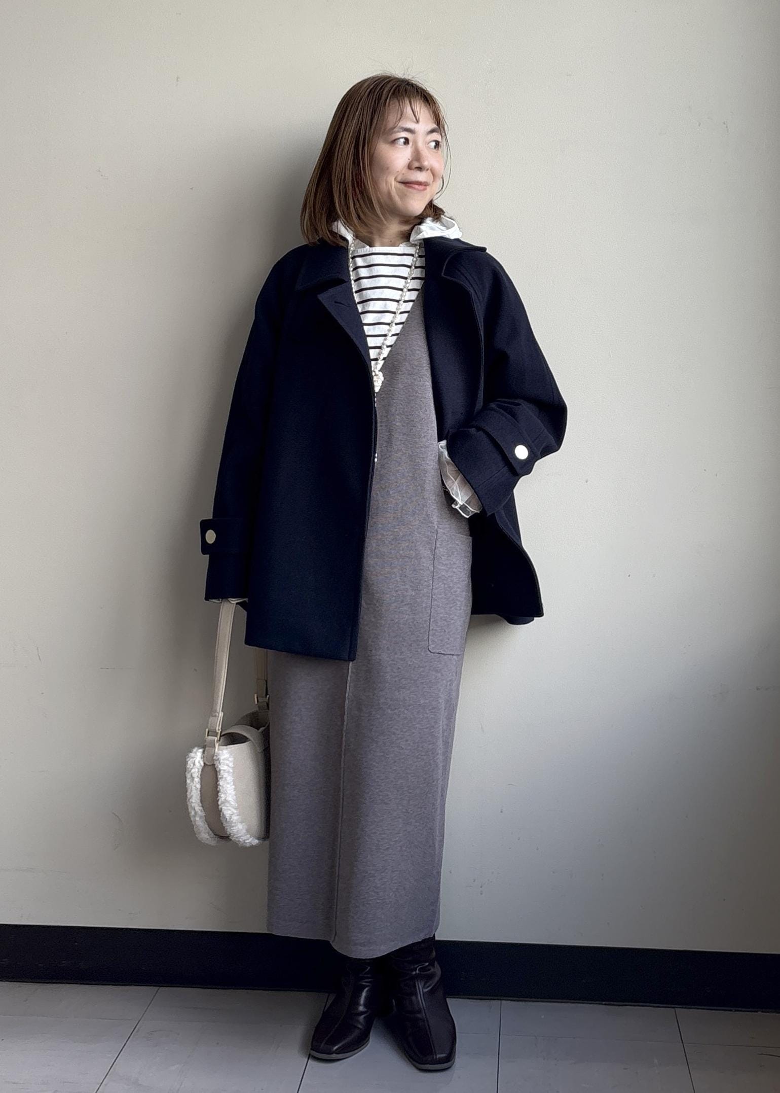 ROPE' PICNICのジャージーメルトンシリーズ 金ボタンミドル丈コート/リンクコーデを使ったコーディネートを紹介します。｜Rakuten Fashion(楽天ファッション／旧楽天ブランドアベニュー)6470368