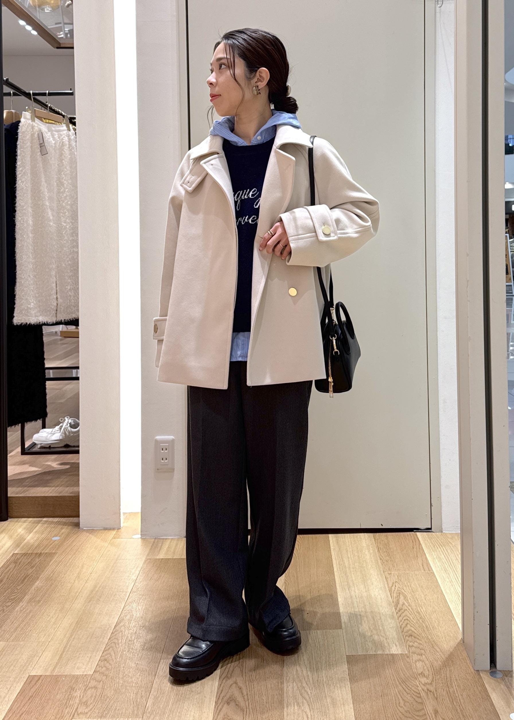 ROPE' PICNICのジャージーメルトンシリーズ 金ボタンミドル丈コート/リンクコーデを使ったコーディネートを紹介します。｜Rakuten Fashion(楽天ファッション／旧楽天ブランドアベニュー)6470507